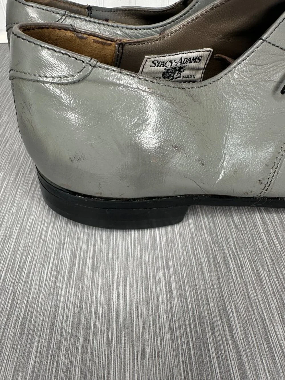 Stacy Adams Mens Grey Leather Lace Up Dress Shoes Size 13